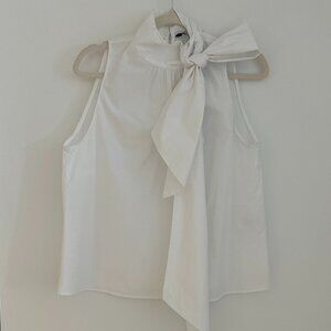 NWOT ZARA Tied Halter Top in Gabardine Fabric - White / S